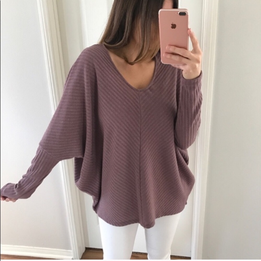 Dusty Rose Ribbed Dolman 🌟